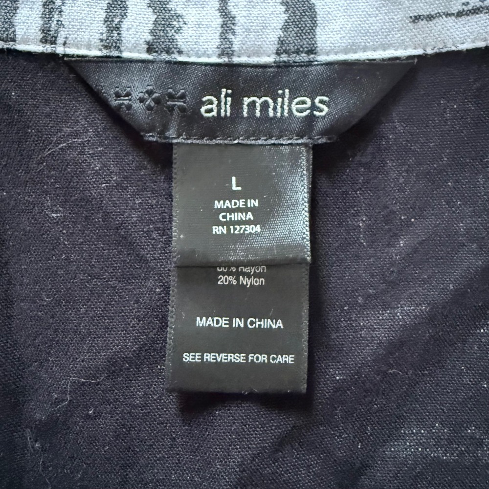 Ali Miles Womens Large Black White Abstract Art to Wear Button Front Jacket Red - Picture 4 of 7